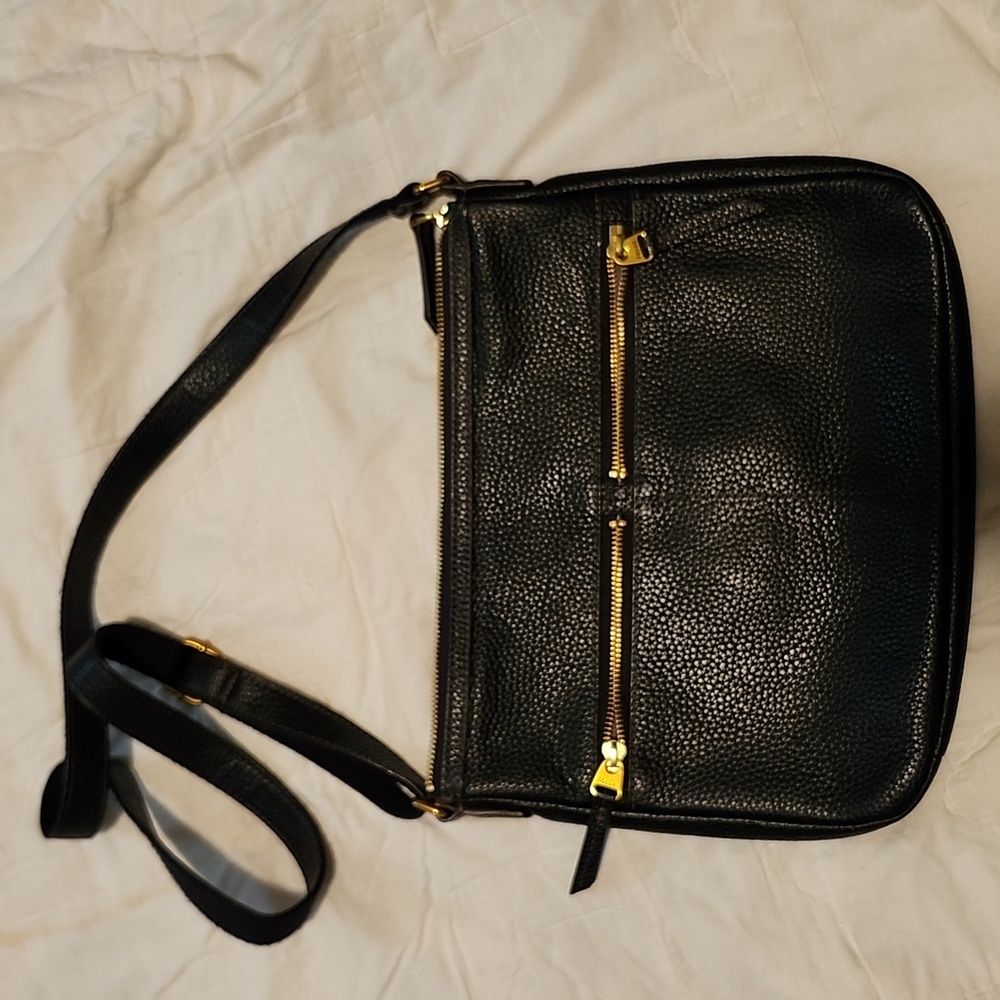 Fossil Black Leather Crossbody Purse